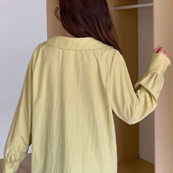 Solid Color Loose Fit Turn-Down Collar Long Sleeve Women'S Shirt - Picture 2 of 3